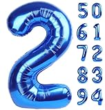 Navy Blue 2 Balloon, Number Balloon 40 Inch, Two Number Birthday Decorations, Second 2nd Birthday Party Supplies, Number 2
