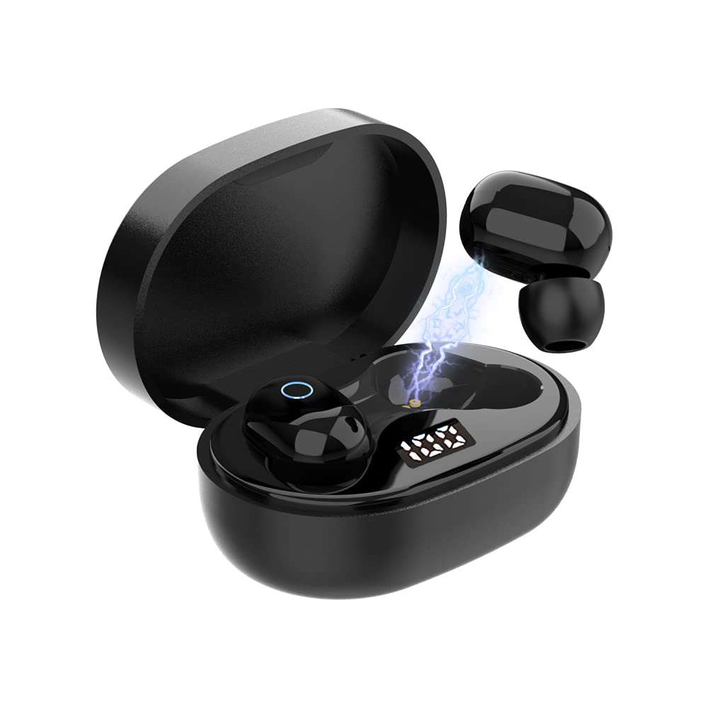 SLuB ワイヤレスヘッドセット Bluetooth5.4 イヤホン ワイヤレスイヤホン 自動ペアリング 自動電源ON/OFF 両耳 TWS 左右分離型 LEDバッテリー残電量表示 長時間待機 充電ケース付き 軽量 Siri対応 ノイズキャンセリング iPhone/iPad/Android対応(ブラック)