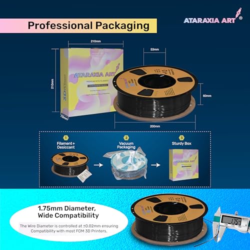 Image of ATARAXIA ART RED PETG Filament 1.75mm, 3D Printer Filament, 1Kg /2.2lb Winded Spool, Dimensional Accuracy ±0.02mm,with Filament Storage Vacuum Bag, Fit Most FDM 3D Printer, Pantone Matched, PETG RED