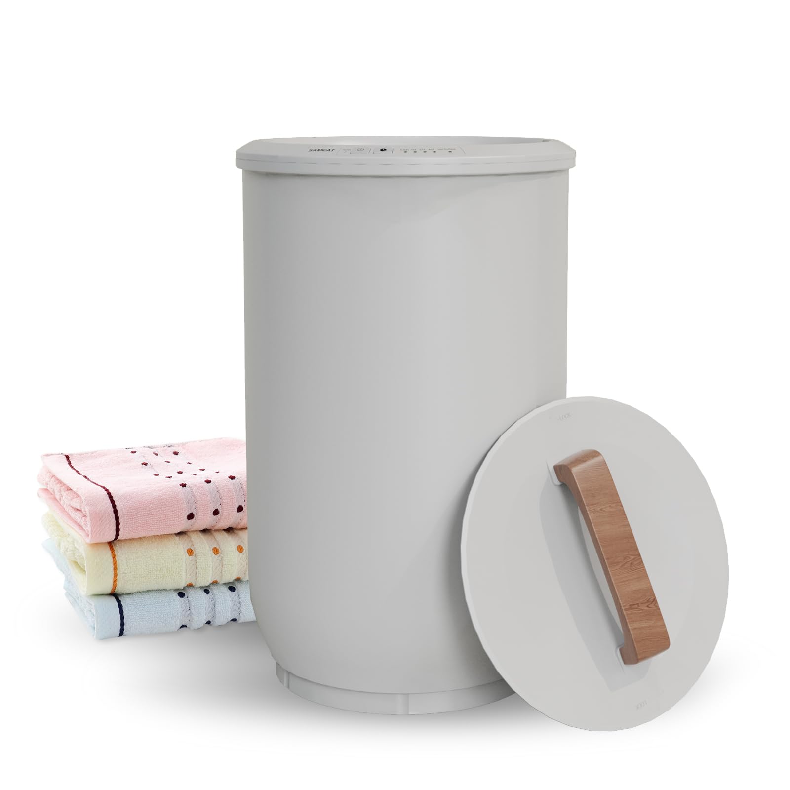 SAMEAT Bucket Style Towel Warmers for Bathroom Large Towel Warmers with Timer Function(20L), Auto Shut-Off, Fits Up to Two 40"X70" Oversized Towels, Bathrobes, Blankets, PJ's, etc, Gray