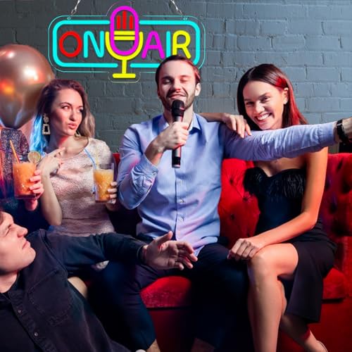 Image of ON AIR Neon Light Recording Neon Signs Wall Decor for Podcast Setup,Broadcasting Room,Radio Station,Home Studio, Gift Art for Friends,Podcaster 16.14 x 8.35 IN-USB Powered-Acryli