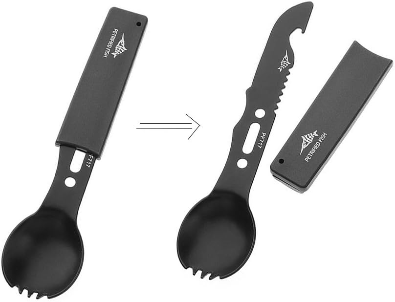 Dsmile 2 Pack Spoon Fork Knife Combo Set Camping Survival Tool - Camping Hiking Hunting Backpacking Outdoor Survival Multitool Utensil Accessory