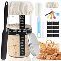 Zosenyer Sauerteig Starter Set, 730ML Fermentationsglas, Gärglas mit Silikonspatel, Sauerteig Glas, Brot Backen Zubehör mit Aluminiumdeckel, Gärtuch, Sourdough Starter Kit, Brotbackzubehör