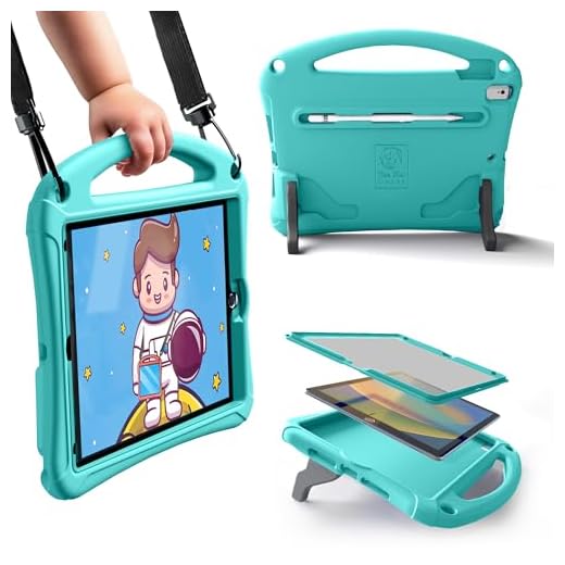 Bam Bino Cases Lätt, superrobust hölje med beröringskänslig skärmskydd som absorberar fall och stötar iPad 6, iPad 5, iPad Pro 9.7, iPad Air 2/1 turkosblå