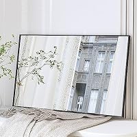 Boromal Spiegel Schwarz 100x60cm Vertikal/Horizontal - Dekorativer Wandspiegel für Badezimmer, Wohnzimmer, Gäste WC – Ansicht 5