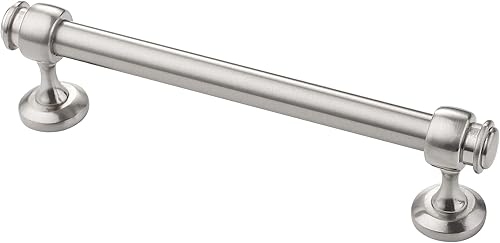 Miniatura 1 de Alzassbg Paquete de 10 tiradores de gabinete de níquel satinado cepillado, manijas de gabinete centrales de 5 pulgadas (5.039in), barra recta para