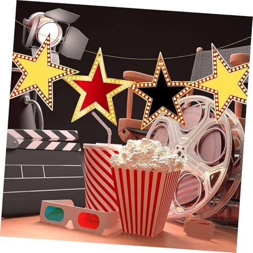 LIFKICH 映画パーティー用18枚入り金色五角星カード ボード切り抜き 写真ブースと教室掲示板飾り付け用スターサインシート [5]