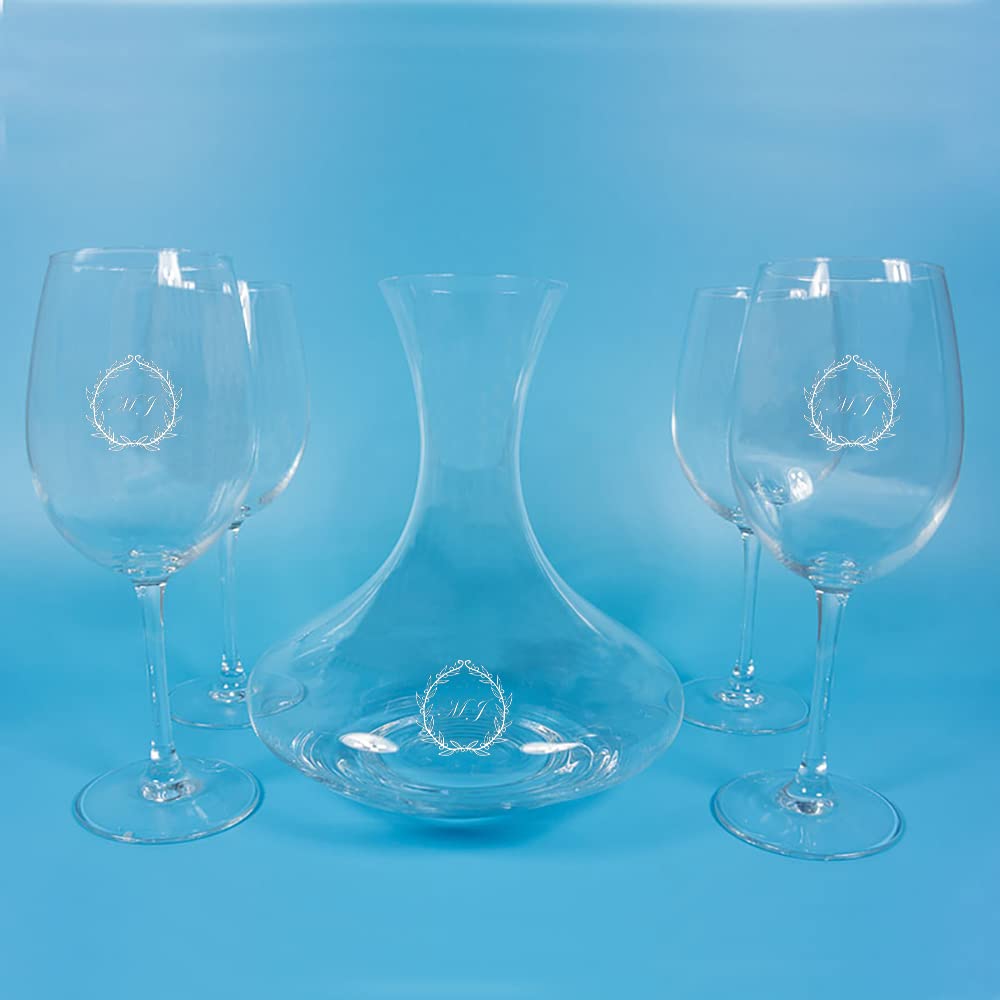 Calledelregalo Regalo personalizado: set con decantador y copas de vino grabados con iniciales.