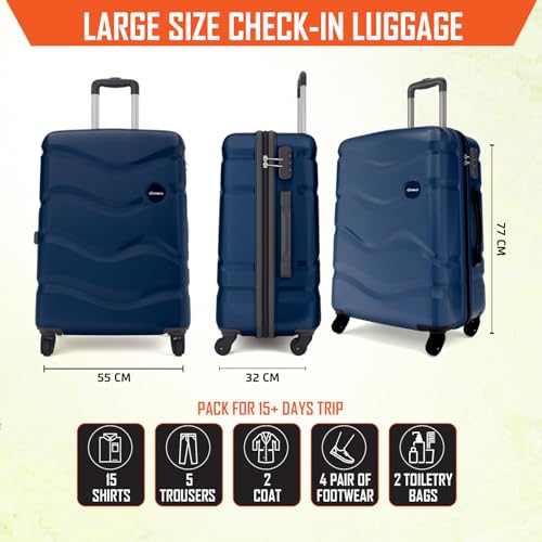 Image of Safari Genius Fortis 77cm Large Size Check-in Trolley Bag Hard Case Polycarbonate, 4 Spinner Wheels, 360 Degree Wheeling Luggage, Travel Bag, Suitcase for Travel, Trolley Bags for Travel, Blue