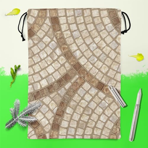 Image of ArtzFolio Brown Mosaic | Reusable Sack Bag | Bag for Gym, Storage, Vegetable & Travel