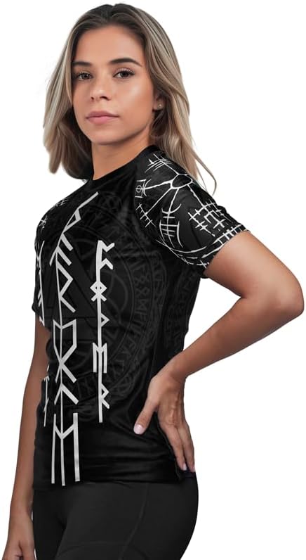 Viking Women's Short Sleeve Rash Guard Jiu Jitsu Compression Tops for MMA BJJ Grappling Gi No Gi