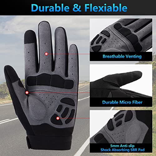 Fioretto Mountain Bike Gloves For Men Women Motorcycle Cycling Gloves With 5Mm Sbr Pad Touch Screen Knuckle Protection Motocross Gloves For Bmx Atv Mtb Racing #TOP1
