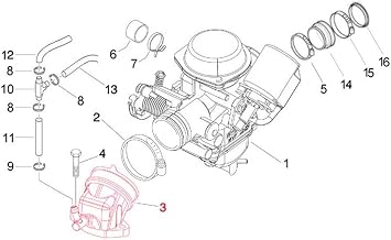B016579 OEM Rubber Carburetor Inlet INTAKE MANIFOLD with Two Vacuum Connections for VESPA GT GT L GTS GTV, PIAGGIO Beverly X8 X9 XEvo, APRILIA Atlantic 125cc - 250cc OEM# 840949, AP8575043, B016579