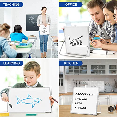 Small Magnetic Dry-Erase White Board – 10 X 10 Inches Mini Easel Whiteboard 360 Degrees Revolving Double Sided Stand For Office, Home, School #TOP3
