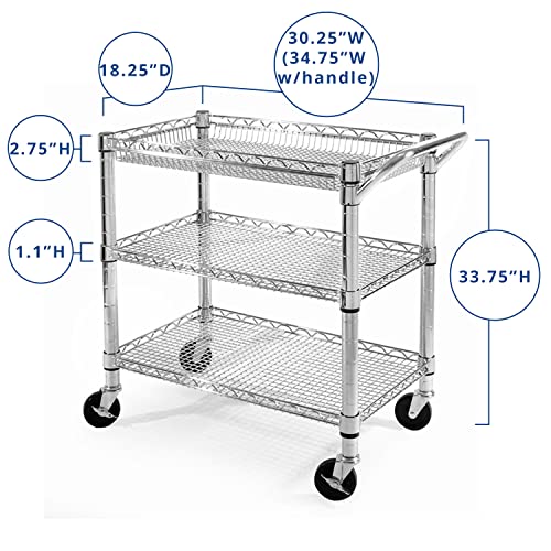 Seville Classics SHE99307ZB Ultradurable Nsf Commercial Heavy Duty Metal Rolling Utility Cart thumb #2