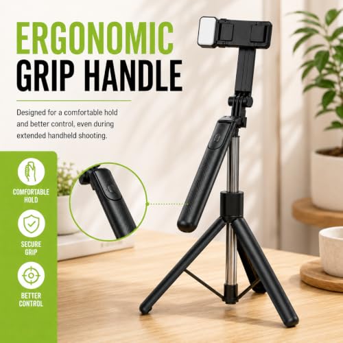 Image of 3-in-1 Bluetooth Selfie Stick Tripod with Wireless Remote, Extendable Tripod Stand & Grip Handle, Adjustable Phone Holder, Portable Selfie Stick, Travel R16S by UNBREAKcable