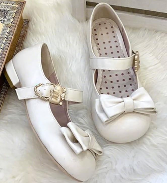 ZQW Round Toe Mary Jane Shoes for Women Ballet Flats Sweet Cute Lolita Shoes Soft Comfortable Dressy Pumps for Party Wedding School Wear3