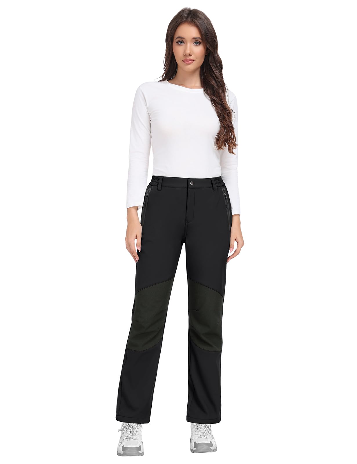 Damen Wanderhose Wasserdicht Skihose Softshellhose Thermohose Fleece Gefüttert Winter Hosen Schneehose Winddicht Warm Arbeitshose Trekkinghose Langlaufhose Knie-Reibungsschutz