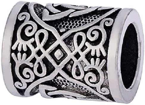 Yahpetes Hair Beard Beads 2 Pcs Celtics Knots Triquetra Viking Beads 0.59"X0.47" Viking Rune Beards Sliver Norse Rings Large Viking Beard Beads Metal Beads,Pack 2
