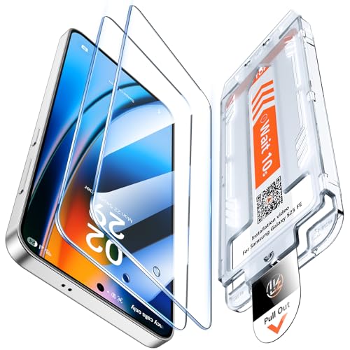LK 2 Pack for Samsung Galaxy S25 FE Screen Protector Fingerprint Unlock 0 Bubble [Auto-Dust Removal] 9H Tempered Glass Screen Protector S25 FE Scratch-Resistant HD Clear Easy Installation
