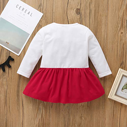 Haokaini 1-6T Girls Elk Long Sleeve Christmas Deer Round Cotton Dress Outfit for Toddler Baby - Afbeelding 4