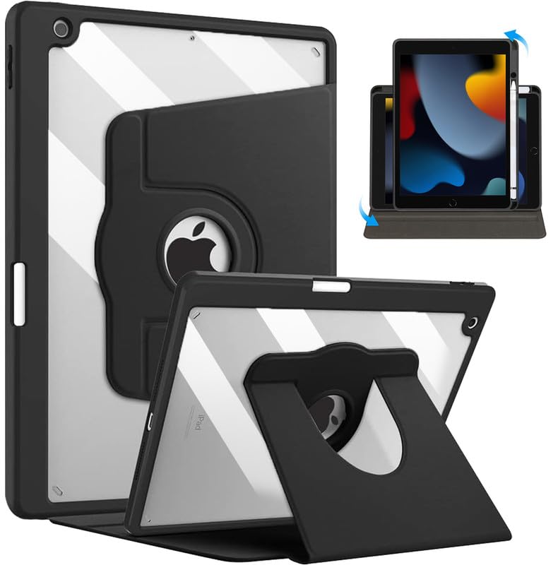 Robustrion Cover for iPad 9th Generation Cover/iPad 8th Generation/iPad 7th Gen [Pencil Holder] [360 Rotation Cover Case] with Transparent Back for iPad Cover 10.2 inch with [Auto Sleep/Wake] - Black (B0CD1ZY6B1) Amazon Price History, Amazon Price Tracker