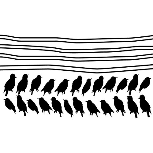 Wall Sticker Starlings on Cables - Bird Wall Sticker - Bedroom & Living Room Wall Decoration - 440 cm Line + 24 Birds - Black - Image 4