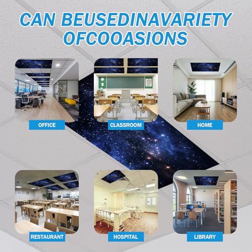 Image of 8 Pcs Fluorescent Light Covers with 80 Magnets Decorative for Classroom Ceiling Light 4 x 2 Feet Magnetic Light Covers Filter Easy Install for Office Hospitals & Home Drop Ceiling Supplies