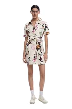 新品タグ付 Desigual WOVEN DRESS SHORT SLEEVE Desigual Women's Woven Dress Short Sleeve, Red, Small
