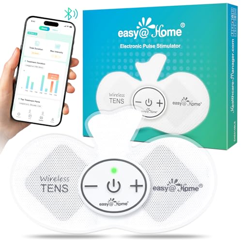Easy@Home Wireless TENS Unit with APP Remote Control: Back Pain Relief Muscle Stimulator Massager | Powered by MyPainOff App iOS & Android App | Pain Therapy Management EHE015BLE