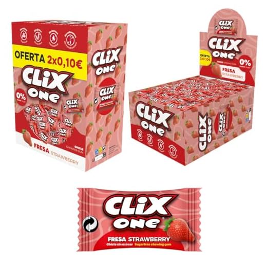 iChuches Chicles Sin Azúcar Sabor Fresa – Caja 150 Unidades | Sin Gluten, Sin Lactosa y Sin Colorantes | Chicle Sabor Intenso y Duradero | Ideal para Oficinas, Tiendas o Eventos (clix fresa 150)