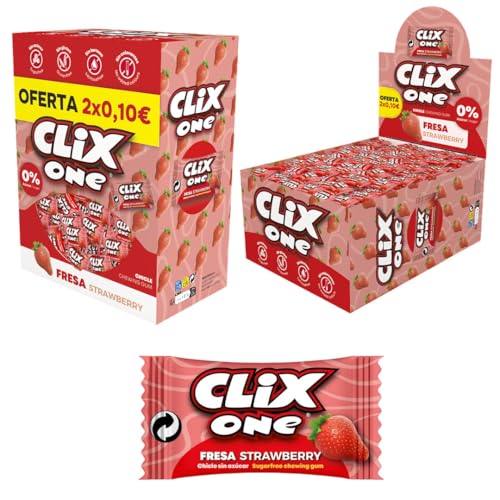 iChuches- Chicle sin azúcar, sin gluten, sin lactosa y sin colorantes. Chicle Clix (150, Fresa)
