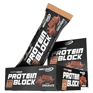 Best Body Nutrition Protein Block, Chocolate, 51% Protein pro Riegel, 15 x 90 g Riegel pro Karton, 1.3 kg