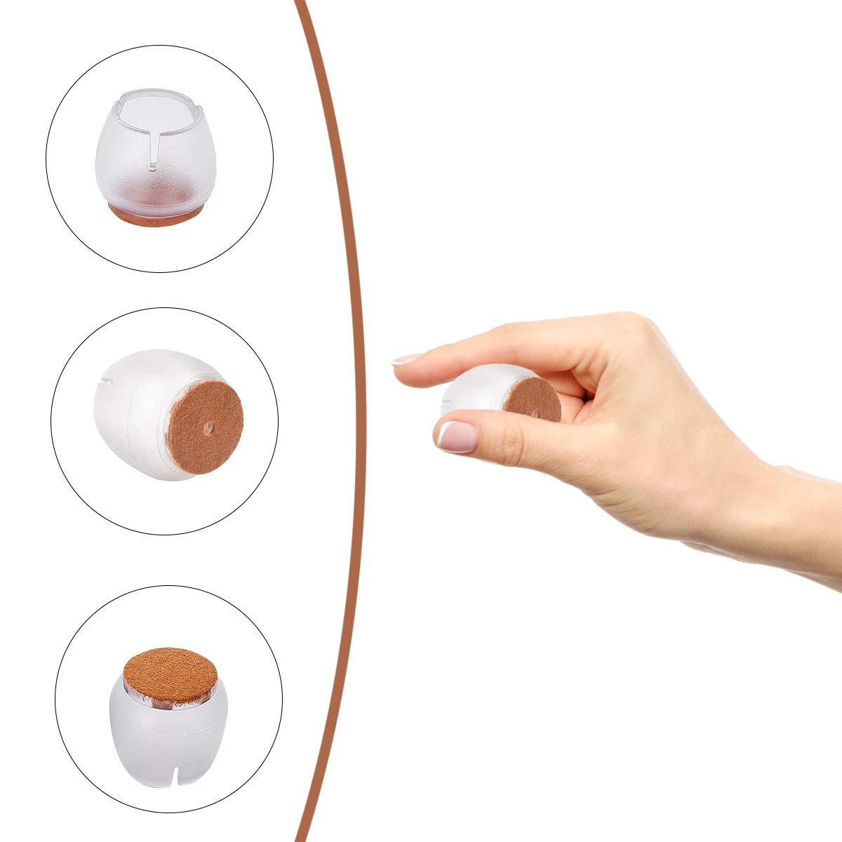 Gommini per Sedie,Feltrini Sedie Rotondi,Sedia Gamba Tappi Piedi Pastiglie,Sedia Piedini in Gomma Protector Pad 24 Pezzi Tappi per Sedie,Adatto a Gambe dai 25 ai 29 mm