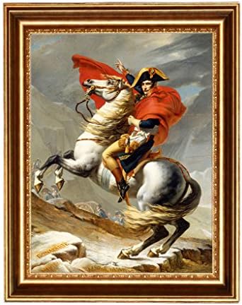 ELITEART- Napoleon Crossing the Alps By Jacques-Louis David Oil Painting Reproduction Giclee Wall Art Canvas Prints-Framed size:25"x29"
