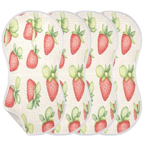 Strawberries Plant Burp Cloths Cotton Baby Washcloths,Large 22x11in Burping Cloth Absorbent and Soft for Newborn Baby Boys and Girls,4 Pack3
