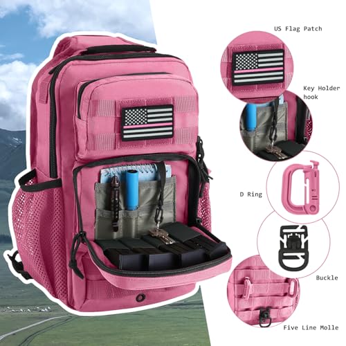 Image of Rover Sling Pack Tactical Shoulder Sling Bag Backpack with Bottle Holder Crossbody Chest Bag, Pink