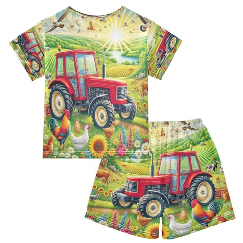 Flower Truck Farmhouse Cute Pajama Set Short Sleeve Pajamas Shorts Sets Cotton PJS 2 Piece Clothes Set 5Y2