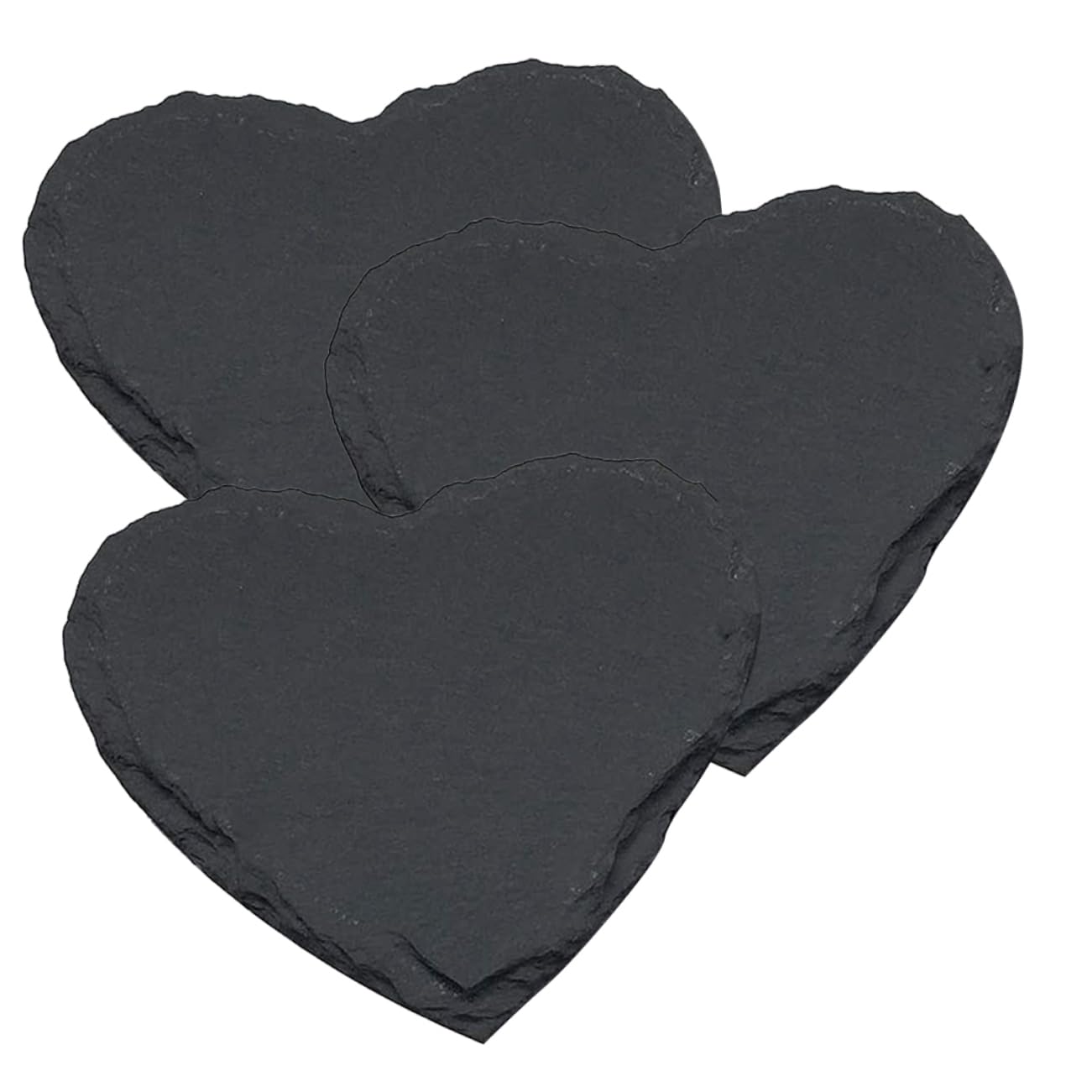SECFOU Plato de Pizarra en Forma de Corazón Negro 4 Pulgadas, 3 Piezas | Piedra Natural, Estilo Europeo Rústico, para Hotel y Restaurante Occidental
