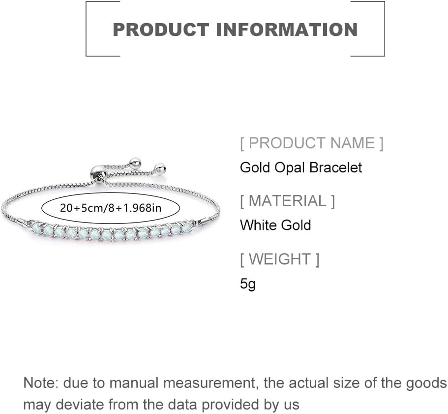 14K Gold Opal Bracelet for Women, Beautiful Opal Single Row Charm, Fashion Jewelry Gift for Her