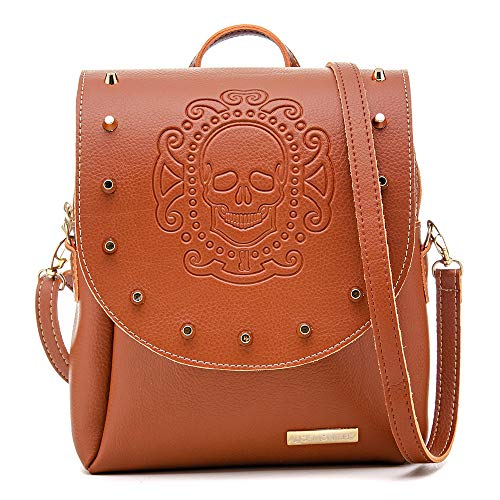 Mini Mochila Feminina Com Estampa De Caveira (Caramelo)