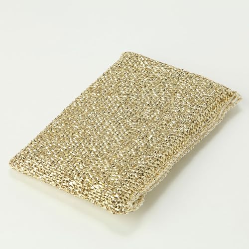 Image of Kamenoko Aluminum Sponge - Gold - Square - Non-Scratch Sponge for Kitchen - Scrubber for Cleaning Dishes, Pans, and Glass - Made in Japan