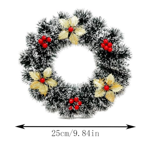 9.84 Inch Christmas Wreath with Flower Berries Decor - image 2