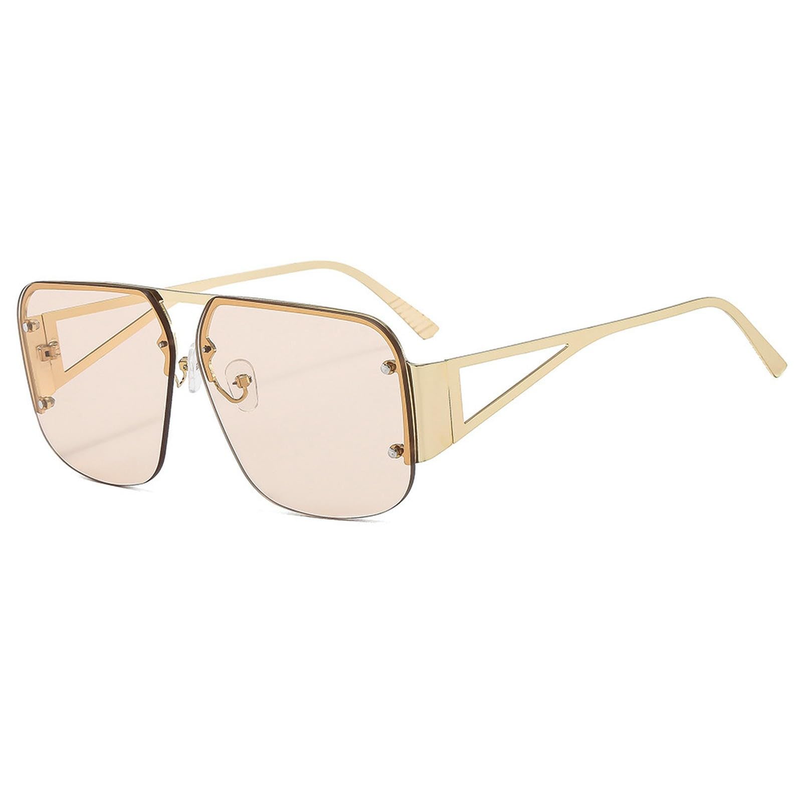 Lunettes de soleil à demi-cadre en métal protection solaire tendance pour femme