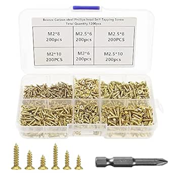 1170 Pezzi Viti Autofilettanti Testa Croce Oro - Set Viti Legno M2, M2.5, M3 Per Fai Da Te E Riparazioni - Foto 8