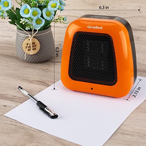 Givebest Small Electric Space Heater, 400W Low Wattage Personal Heater With Tip Over Protection, Mini Quiet Space Heater Under Desk, Table Top Heater For Office Desk Room Home Indoor Use, Safe Heater #TOP6