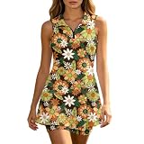 Generisch Eleganter Tennis-Skort mit ärmellosem Kleid atmungsaktive leichte Sportbekleidung für Damen vielseitig im Alltag tragbar Pflegeleichte Shorts-Set mit Printmuster (Multicolour, L)