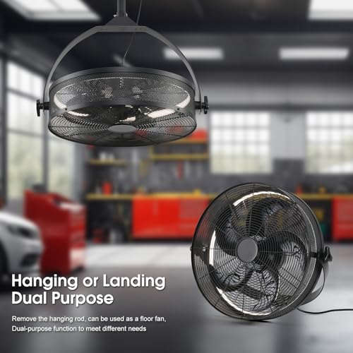 AHAWILL Outdoor Hanging Ceiling Fans with Lights,Gazebo Fan with Hook Remote&APP Control,Dimmable Hanging Fan with Plug in Cord for Pergola、Patios,BLACK - Image 2