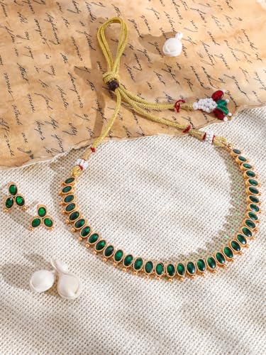 Image of Rubans Necklace Set Gold Plated Traditional Stylish Jewellery Gift for Women & Girls