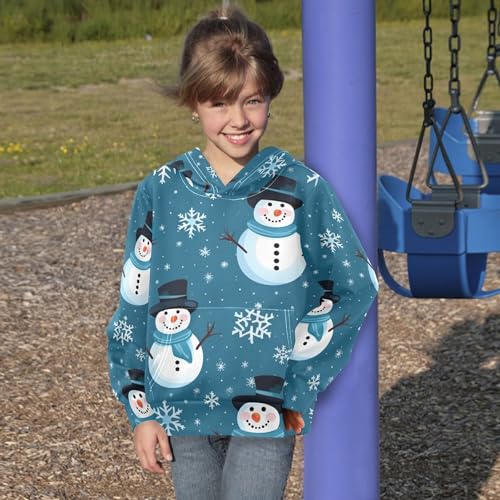 Kids Hoodies Sweaters Christmas Snowman Hooded Sweatshirts with Big Pockets for Boys Girls B04000384